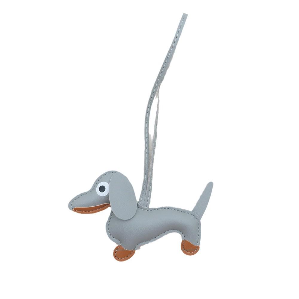 In-Stock Dachshund Cartoon Pendant Leather Dog Bag Charm Phone Case Accessory Creative Car Charm