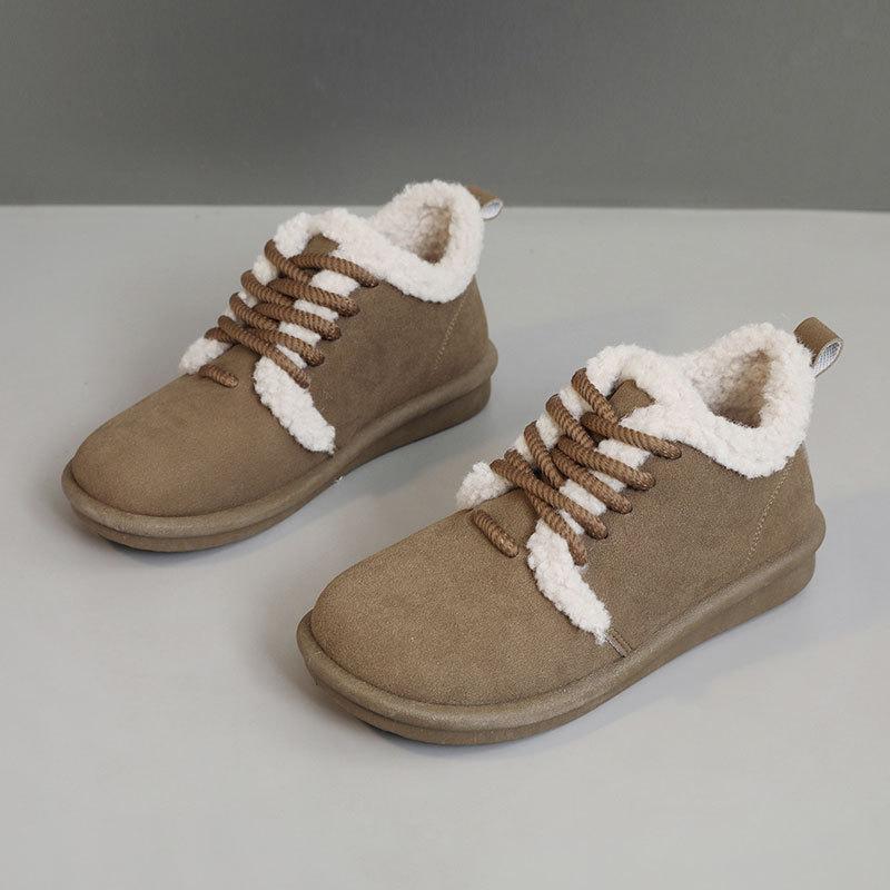 

BN5803 new 2025 autumn and winter women s shoes solid color warm cotton shoes velvet simple student platform casual height increase 40