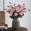 3 Head Simulation Rose Flower Luxury Fake Flowers Artificial Rose Branch  Outdoor Garden Decor