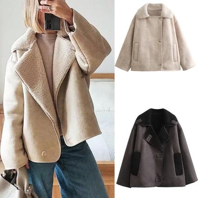 Moda Otoño e Invierno Temperamento Ropa de Mujer Una pieza Chaqueta de Doble Cara Abrigo Cálido para Señoras