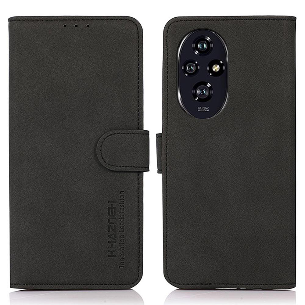 

KHAZNEH For Honor 200 5G Магнитный чехол Текстура PU Кожаный Чехол-Подставка для мобильного телефона Black