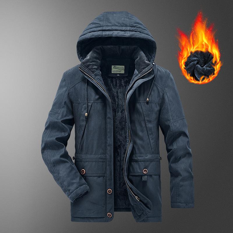 Men's Fleece Thickened Large Size Loose Middle-aged and Young People's Cotton-padded Clothes Outdoor Tooling Cotton-padded Jacket