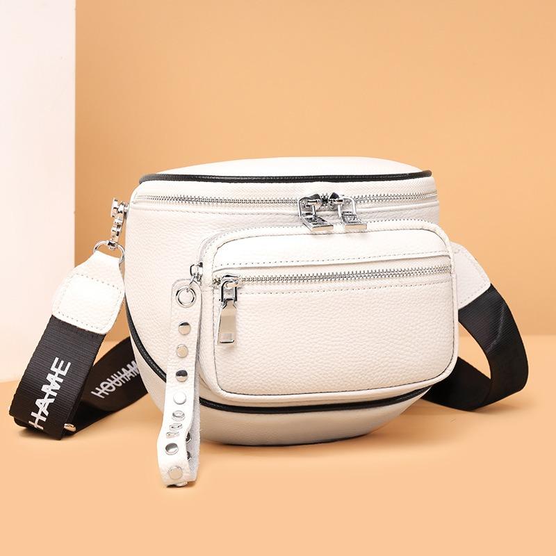

First layer cowhide messenger bag women s versatile texture saddle bag fashion shoulder bag leather bag белый
