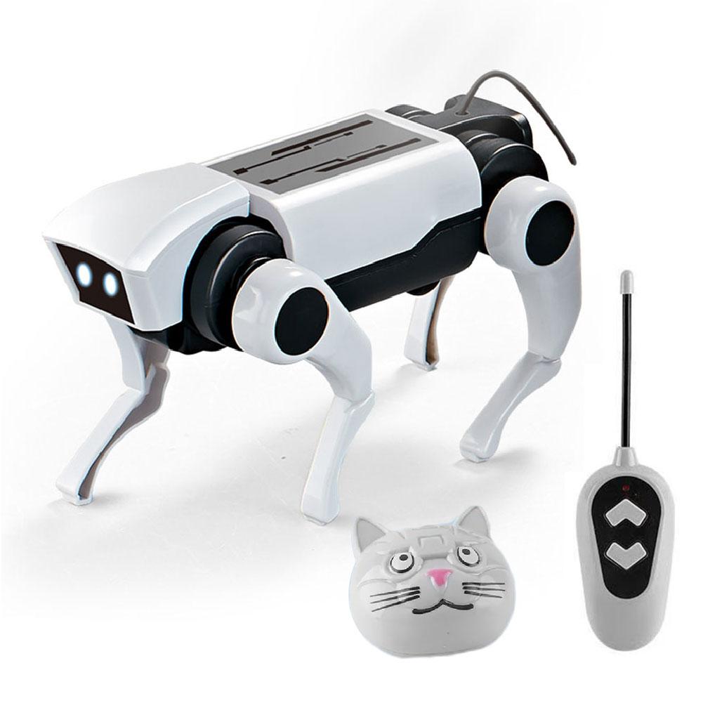 Rc Robot Children's Remote Control Mechanical Dog Toy Science Teaching Diy Assembling Model Electric Set Toys Solar Robot Dog