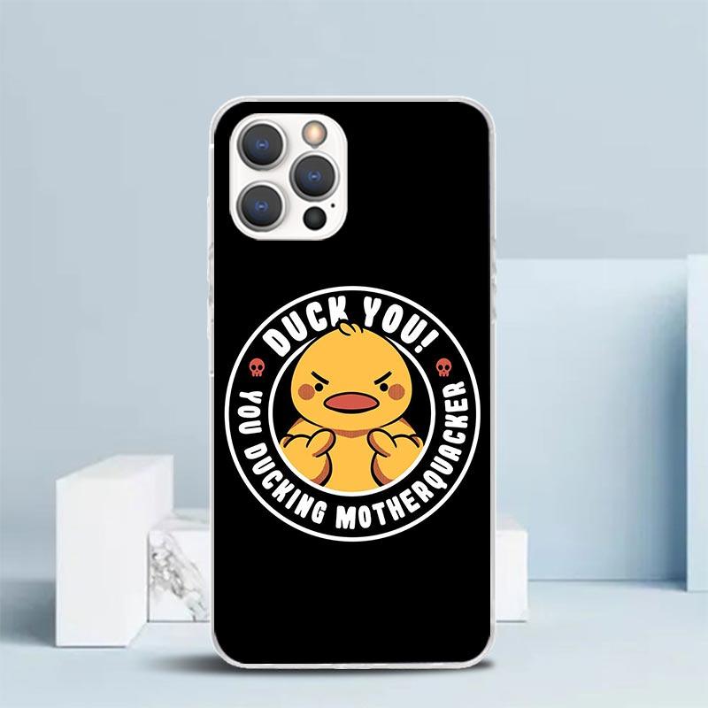 Funny Cute Yellow Duck You Soft Cover for iPhone 16 17 Air 15 14 Pro Max 16E Phone Case 13 Mini 12 11 7 SE 8 Print Pattern Fit C