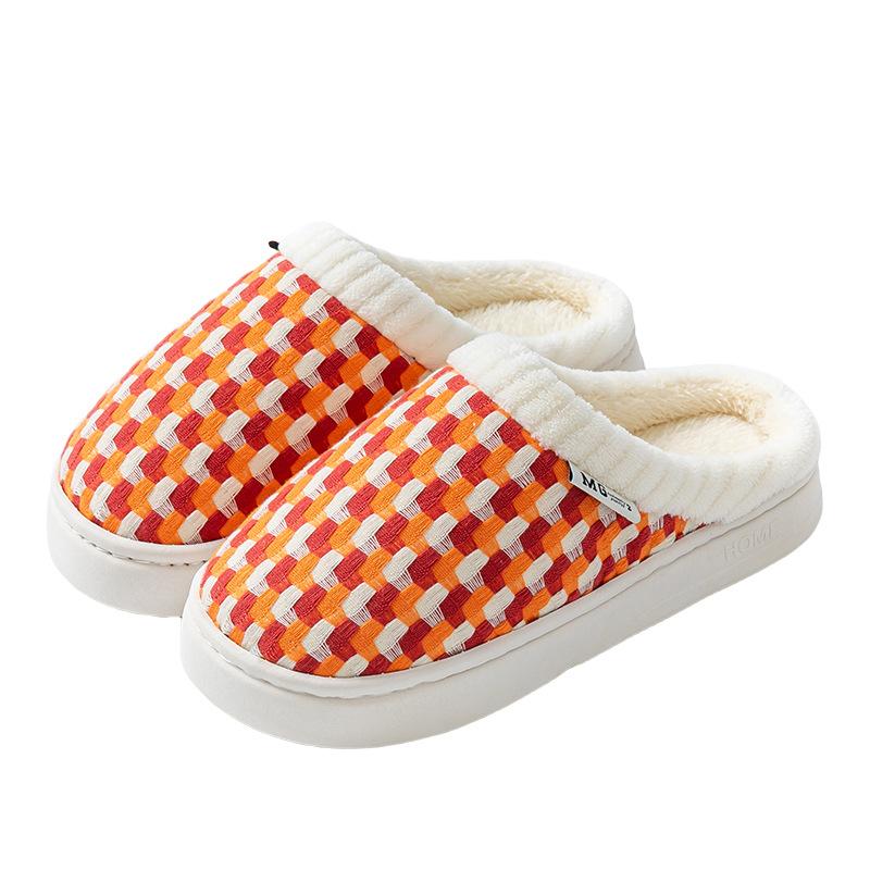Cixi cotton slippers for women's home use in winter indoor home non-slip spring and autumn plush warm couple winter men