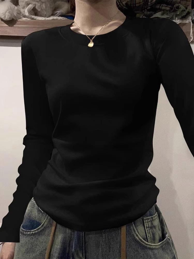 American Style Slim Fit Gray Long Sleeve Women's T-Shirt - Autumn/Winter Wear