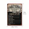 Vintage Metal Tin Sign 7 Rules of Life Skull Wall Art Decor Rustic Iron Plaque for Home Office Bar