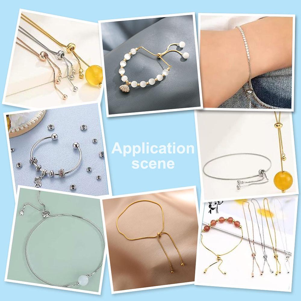 1box 20pcs Stainless Steel Beads with Rubber Inside Slider Beads Rondelle Golden 8x4mm Hole: 2mm