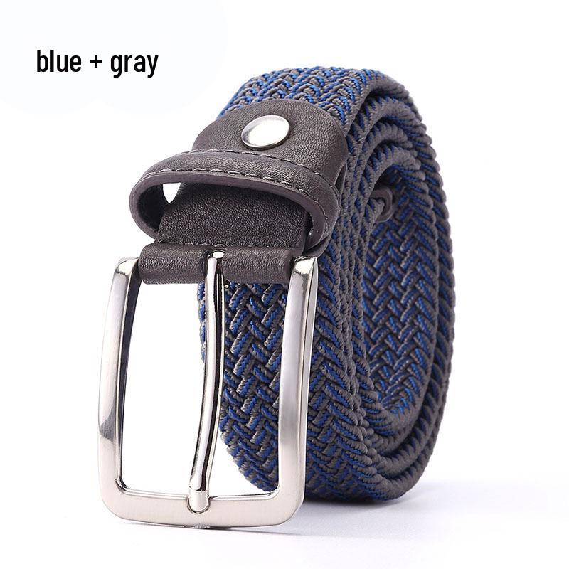 Stylish Men's and Women's Elastic Woven Belt with Pin Buckle