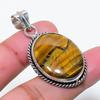 Natural Tiger Eye Gemstone Handmade 925 Sterling Silver Pendant 1.77" AP-15619
