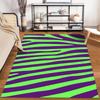 Green and Purple Zebra Stripe Pattern Carpet for Modern Home Decor Suitable for use as an anti-slip for living room bedroom sofas
