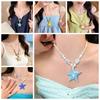 Contrast Color Blue Starfish Collarbone Chain Beads Exquisite Neck Pendant  Seaside Versatile
