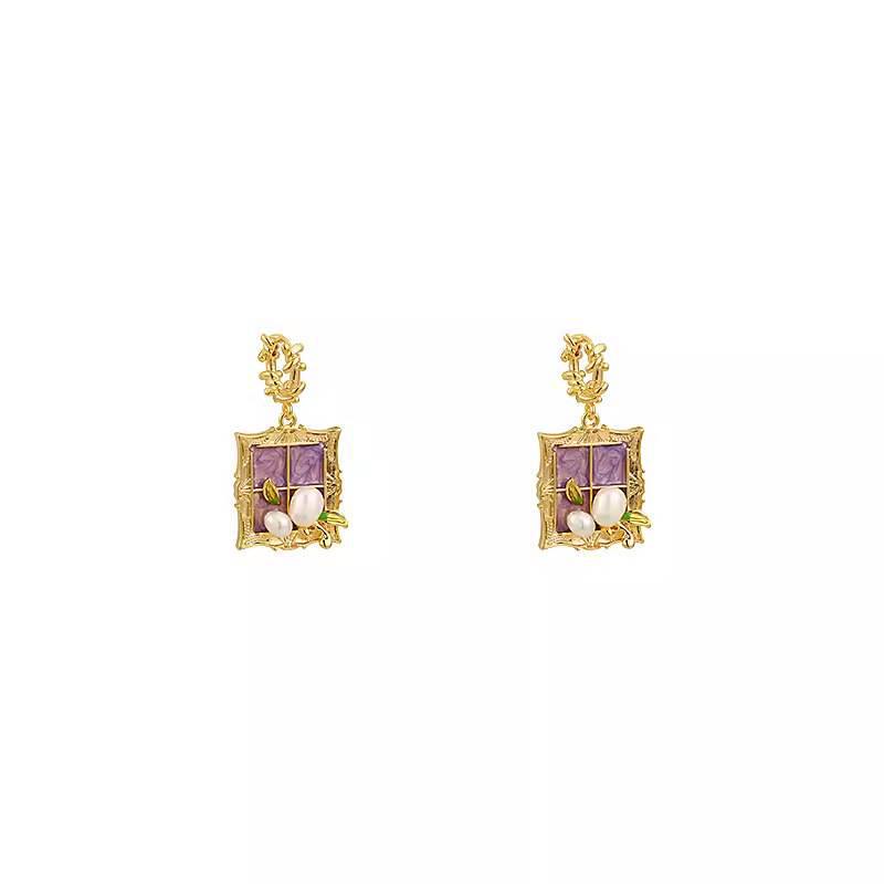 Monet Garten Diamantbesetzte Perlenblumen-Ohrringe - Vintage, High-End Silbernadel Luxus für Frauen