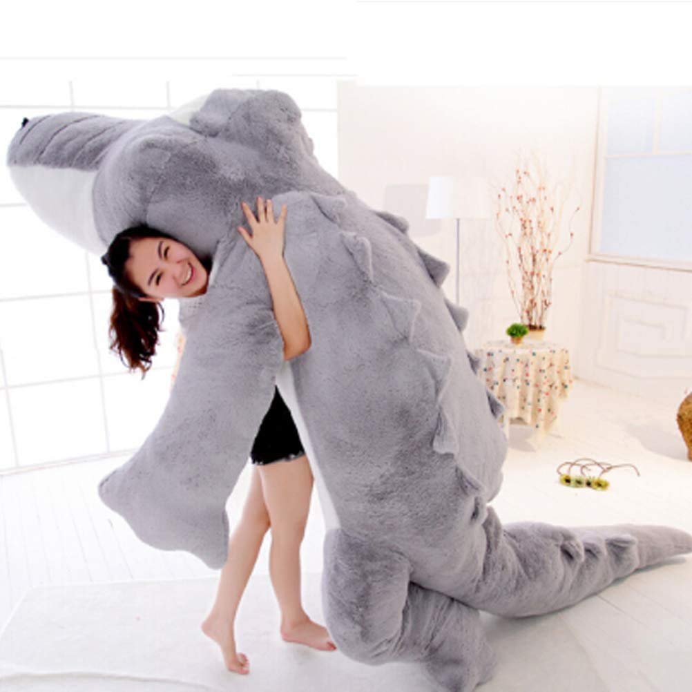 NOVA Plüsch-Krokodil-/Alligator-Körperkissen, extra groß, flauschiges Kuscheltier, perfekt als Geschenk oder für Feierlichkeiten (Grau, 160cm)