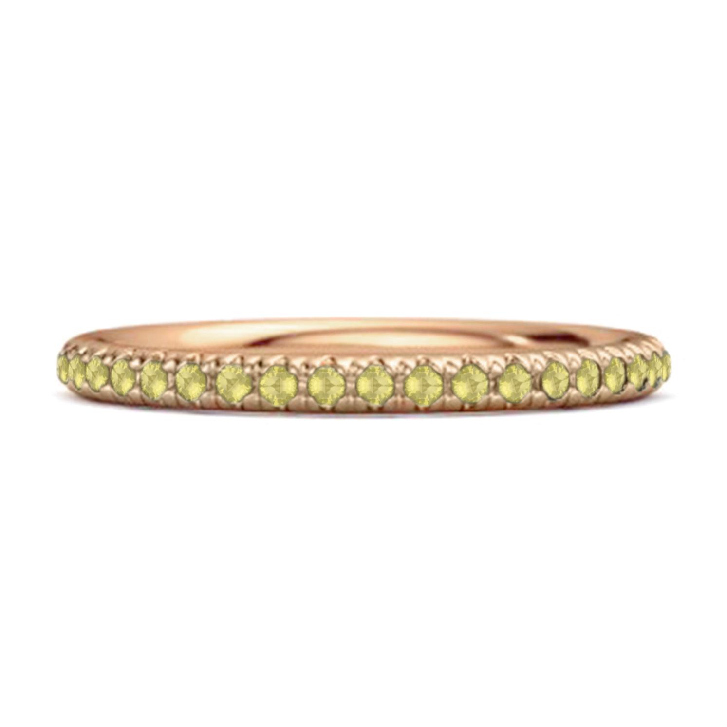 Lemon Quartz Round Eternity Ring -925 Sterling Silver Rose Gold Vermeil 8 розового золота