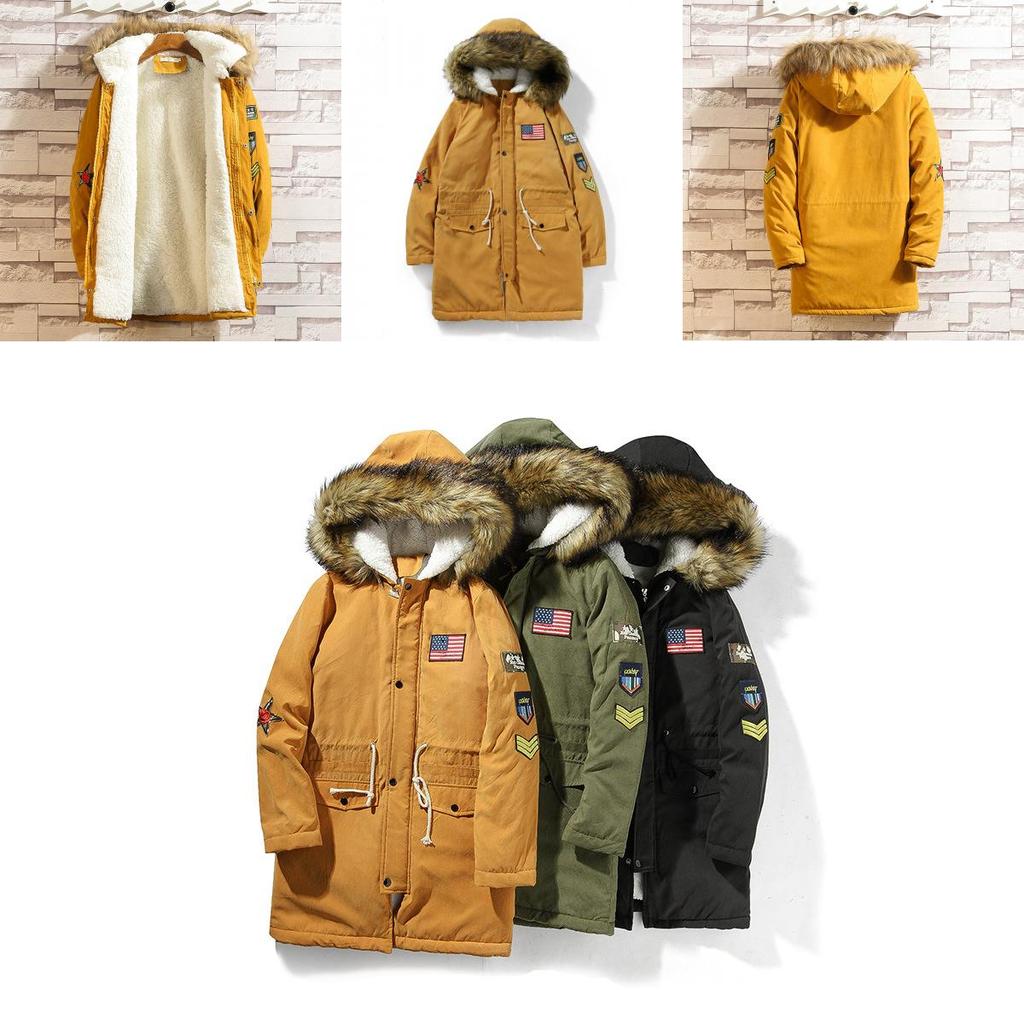 Premium Quality Men's Winter Fur Hooded Long Flight Jacket Fleece Coat For Ultimate Warmth