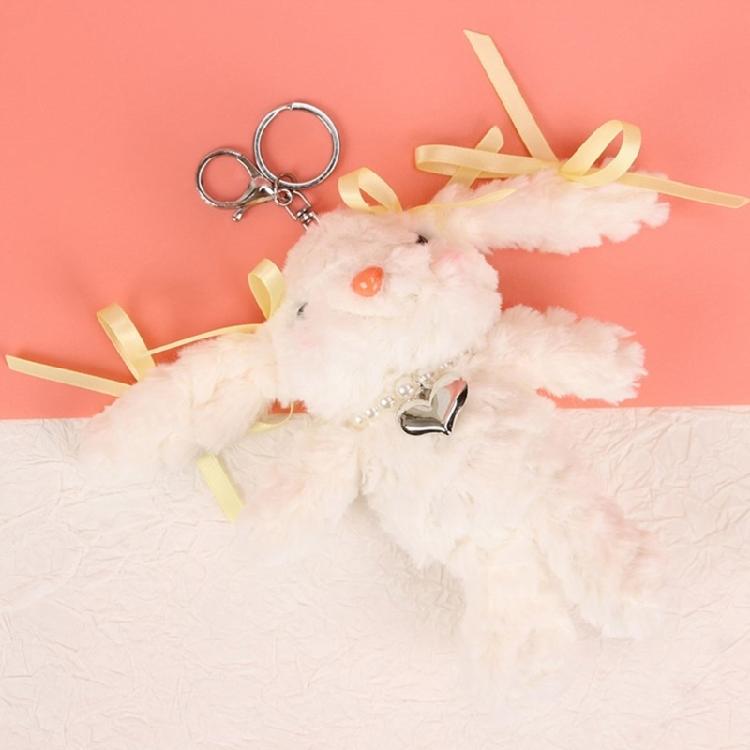 Lovely Plush Rabbit Keychain Cartoon Rabbit Bag Charm Bag Ornament for Girl Featuring Soft Fabric and Eye Catching Color