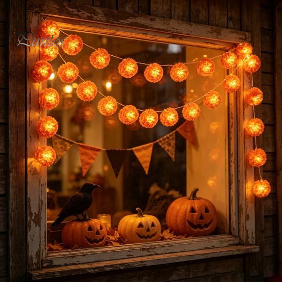 Festive Tabletop Lighting Marigold Flower String Lights, Artificial Cempasuchil Decorative Lamps, Halloween Flexible Warm White Garland LED