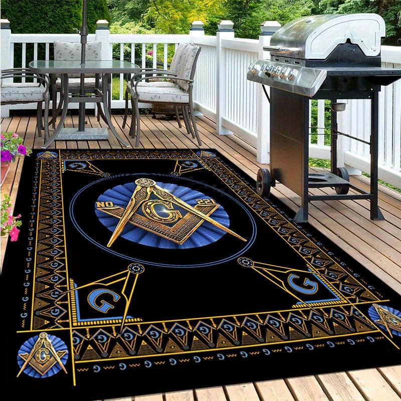 Freemasonry Design Crystal Velvet Area Mat - 800g/m², Welcome Mat for Home Office, Living Room, Bedroom, Kitchen - Durable Polyester, Machin