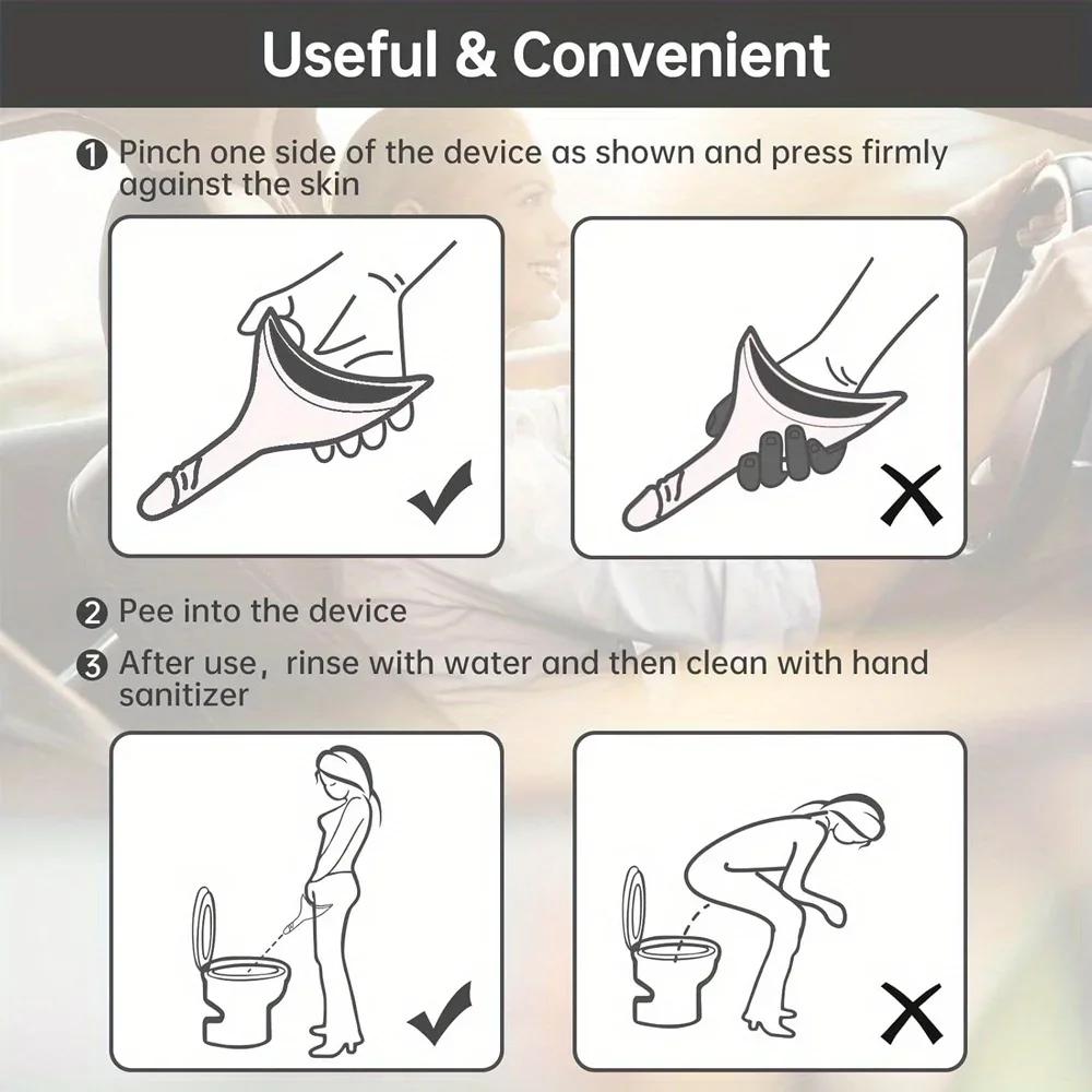 Female Urinal Pee Cloth Set Female Urination Device Reusable Pee Funnel & Rag Silicone She Pee Cup for Womens Stand to Pee