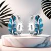 S925 Sterling Silver Blue Feather Lucky Symbol Earrings Hoop Earrings Women Jewelry Original Trendy Anniversary Gifts