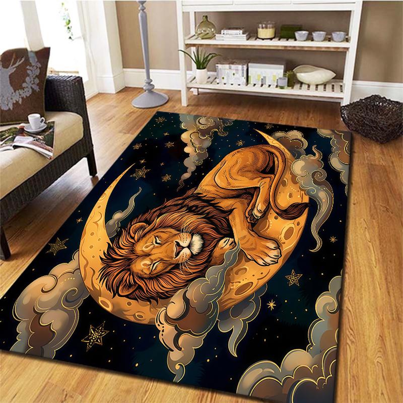 Moon animal cloud Pattern Square Carpet,Area Rug,Carpet Rug for Living Room Bedroom Sofa Playroom Decor,Non-slip Floor Mat,Holiday Birthday Gifts