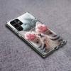 Pink Cat Hand Phone Case For Samsung Galaxy S24 S23 S21 S20 FE S22 S26 Ultra S25 Edge S10 Plus Cover Clear TPU Capa Shell Coque
