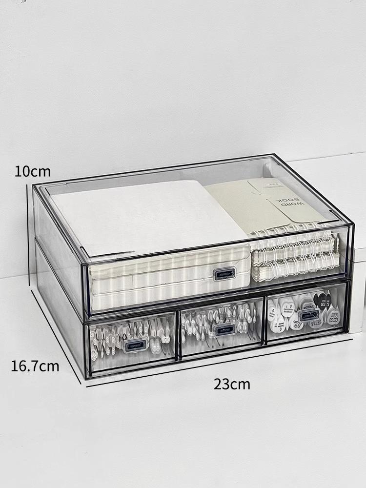 Desktop Storage Box Organizer Drawer-type Transparent Dormitory Study Table Stationery Storage Box Acrylic Desk Pen Book Rack