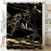 Luxury Golden Marble Shower Curtain with Initial: Bathroom Decor, Custom Size Available Modern Home Accessories for Bathtub Spa