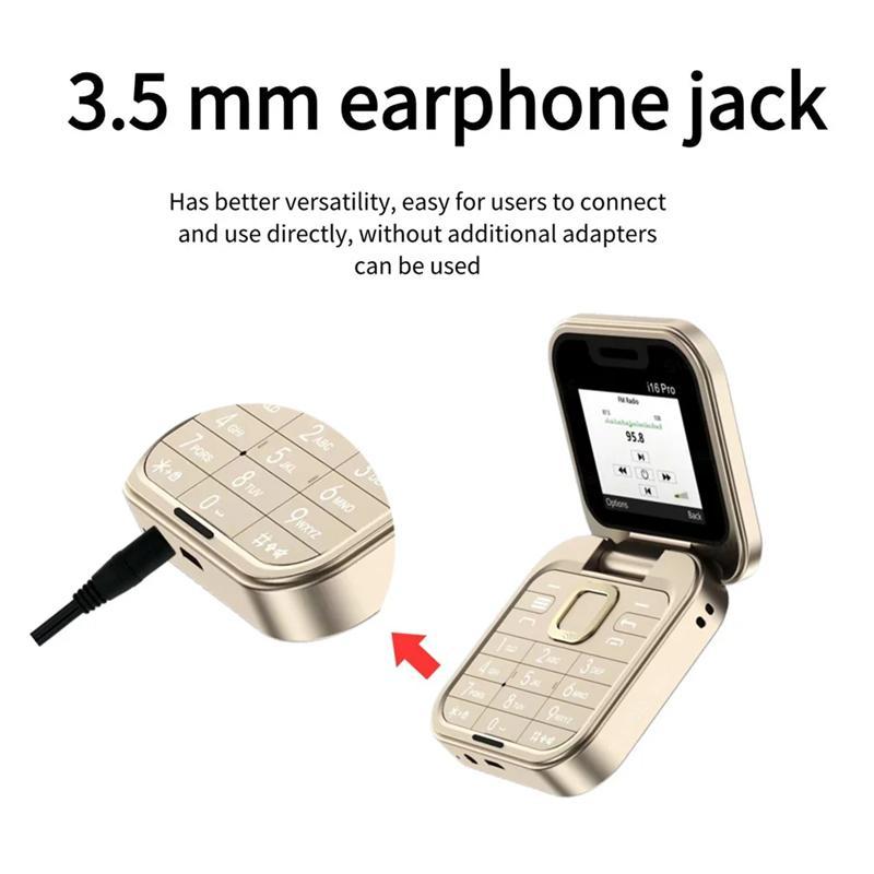I16 PRO Foldable Mini Mobile Phone 2G Dual SIM Card Speed Dial Magic Voice 1.77''Screen 3.5mm Jack Flip Cellphone Type-C