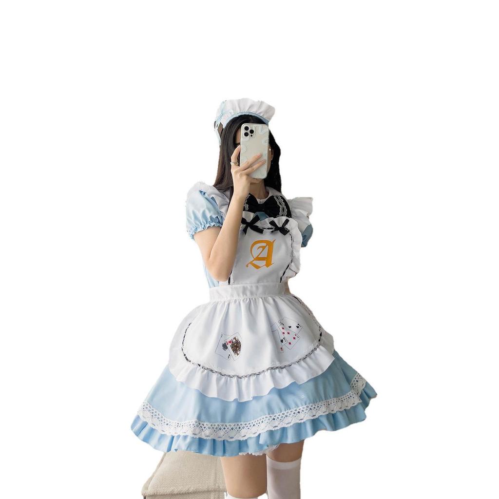 Japanese Anime Alice In Wonderland Series Playing Card Maid Cosplay Outfit