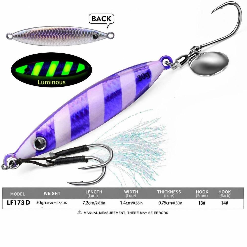 Feathered Assist Hooks Casting Jig Bait Reflective Fish Pattern Bionic Fish Lure Boat Fishing