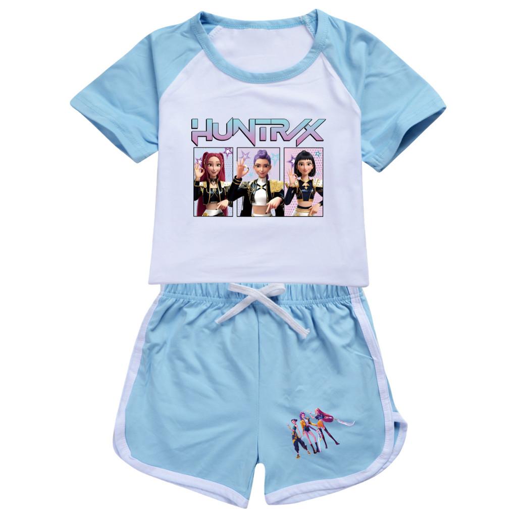 5233 Παιδικό Κοριτσίστικο POP Rumi Zoey Mira Τυπωμένο Μπλουζάκι Σορτς Αθλητικό Φόρμα Σετ Ρούχων
