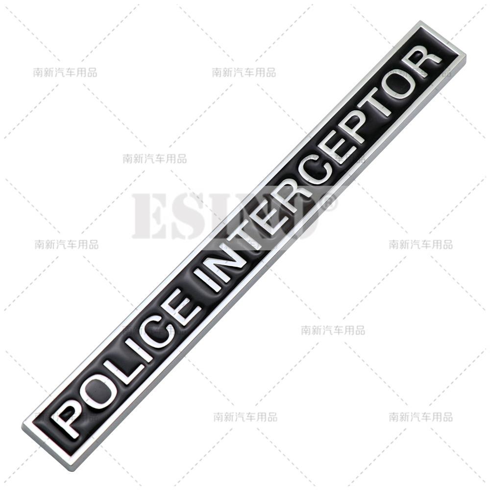 Car Styling 3D Police Interceptor Utility Metal Alloy Adhesive Emblem Rear Trunk Badge Fender Sticker Body Decal for Ford Dodge