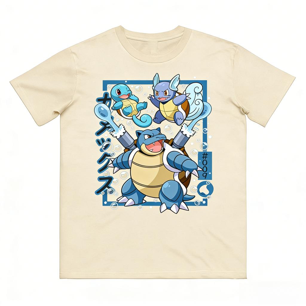 Pokémon Squirtle Evolution Printed Tshirt Mens and Womens Tshirt Mens Top Harajuku Y2K Tshirt 2026 Summer New Streetwear