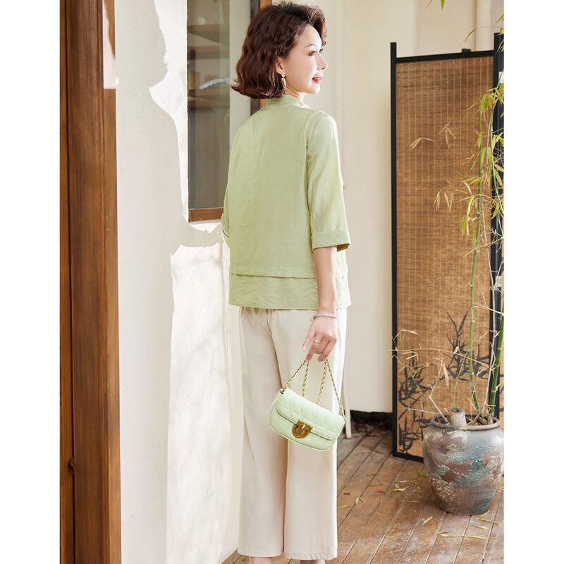 Pastte Summer New Chinese Style Embroidered Top & Pants Set for Women