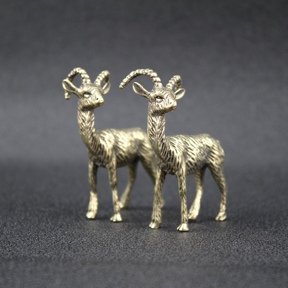 1PC Solid Brass Body Zodiac Sheep Statue Sheep Animal Theme Fine Carve Detail Brass Animal Craft Auspicious Implication