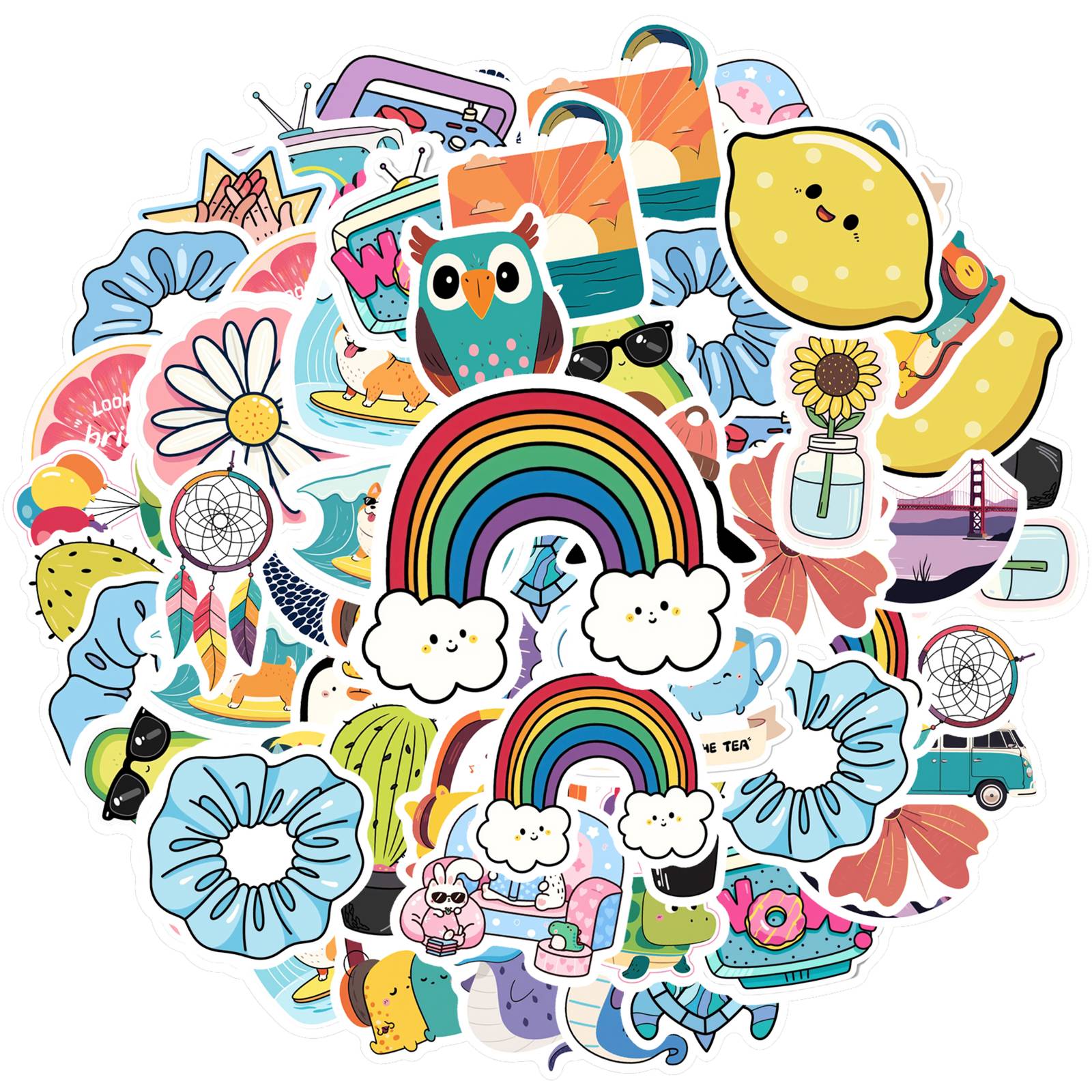 

35pcs Cartoon Food Stickers Fun Lifestyle Stickers PVC Sticker For Suitcase Fridge Phone Luggage Laptop Guitar Car Guitar