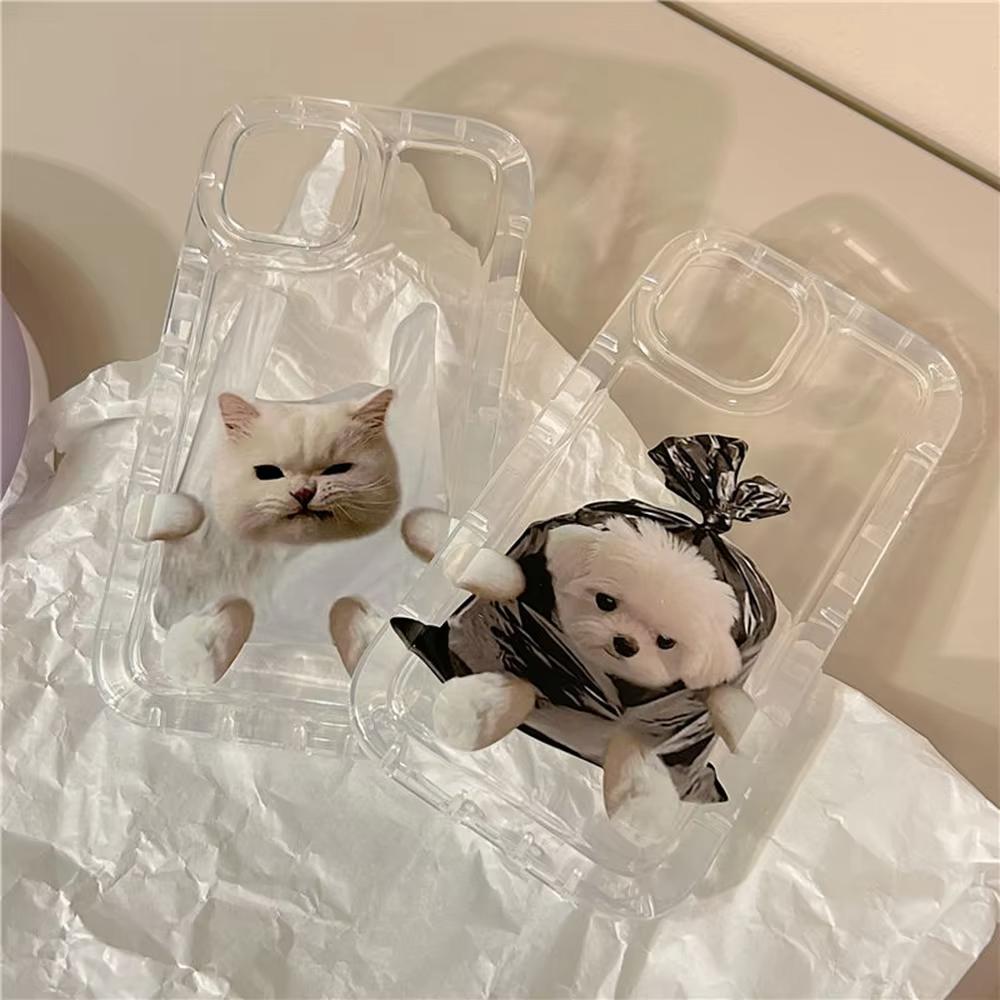 Funny Bag Cat Pattern Clear Phone Case For iPhone 17 Pro Max 16 15 14 13 12 11 Pro Max X XR15 Plus 16E 17Air Bumper Cover