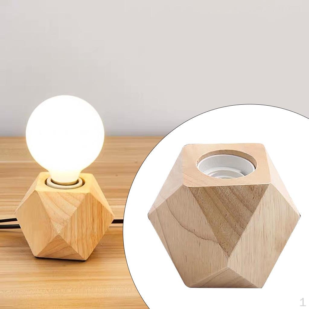 Industrial Wood Desk Lamp E27 Bulb Base Living Room Night Lights