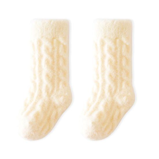 

1 Pair Winter Warm Baby Mid Tube Socks Thick Soft Toddler Socks with Non-Slip Stretchy Kids Mid-Crew Thermal Socks S жёлтый