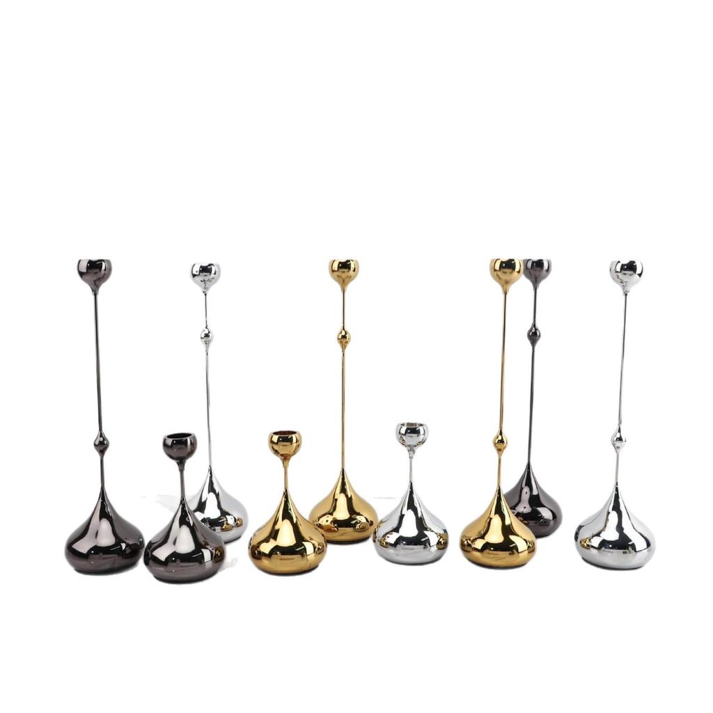 Wrought Iron Electroplated Candlestick: Luxurious Decor for Hotels, Weddings, or Dining Tables