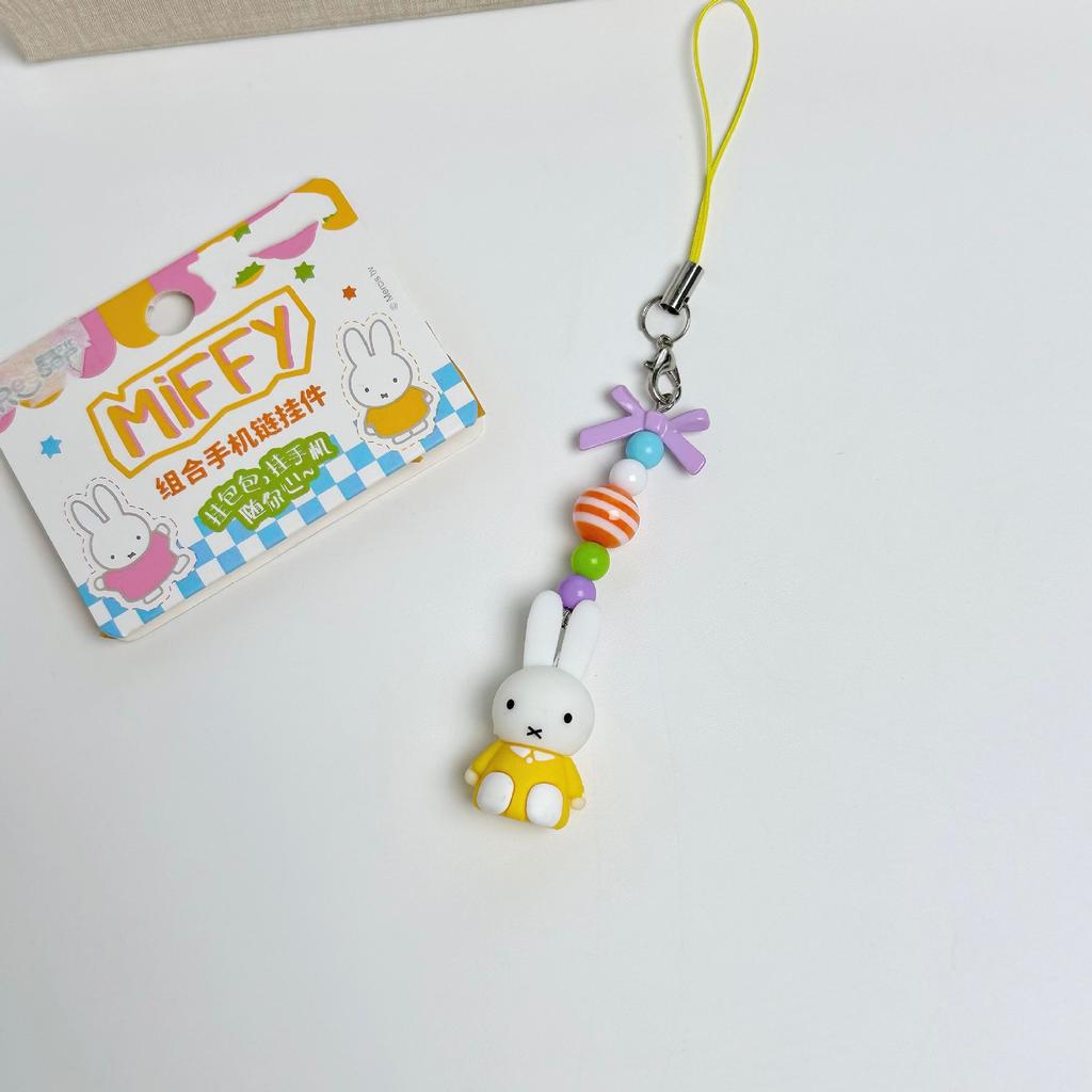 Kawaii Anime Miffy Keychain Cartoon Little Rabbit Bow Creative Keychain Bag Punk Style Bow Girl Gift