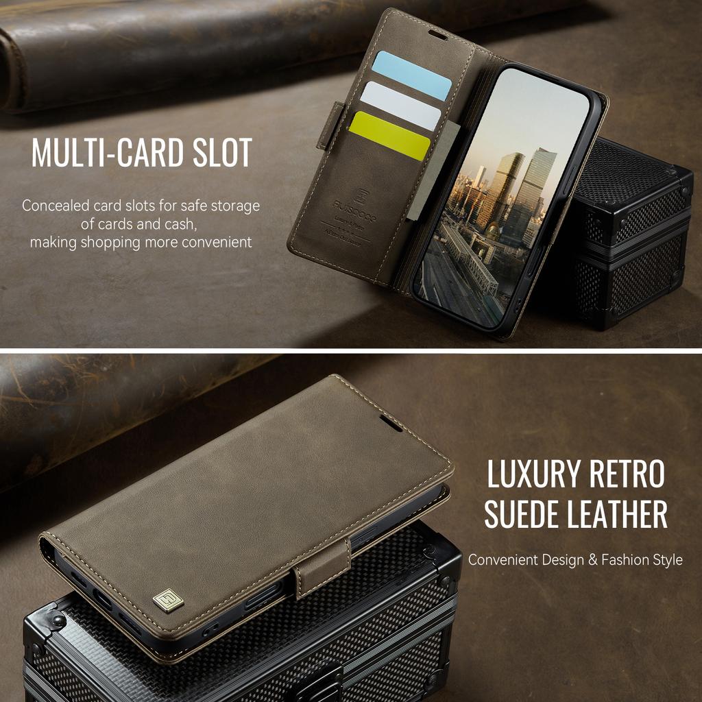 Luxury Retro Matte Magnetic PU Leather Case For iPhone 17 Air/17Pro Max/17E Shockproof Card Holder Pocket Cover For iPhone17Pro