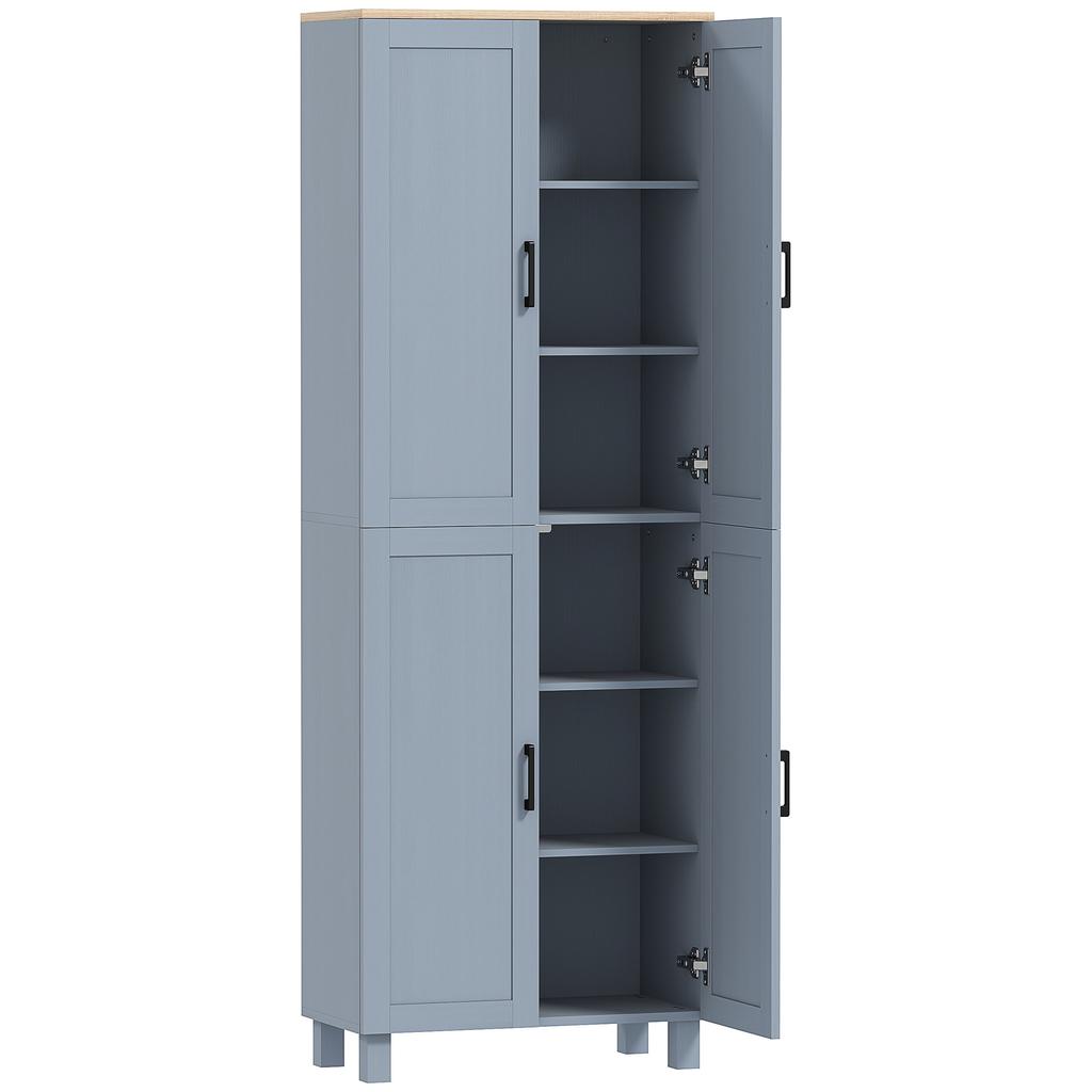 Freestanding Kitchen Cupboard, 4-Door Storage Cabinet with Adjustable Shelves, Modern Kitchen Pantry, 170cm, Grey