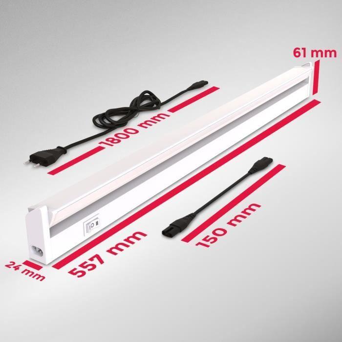 Réglette LED barre lumineuse placard pivotable de 150° pour cuisine atelier couleur blanche