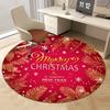 1pc Merry Christmas and Happy New Year Round Rug, Non-slip Polyester Crystal Fleece, Suitable for Indoor, Bedroom, Living Room