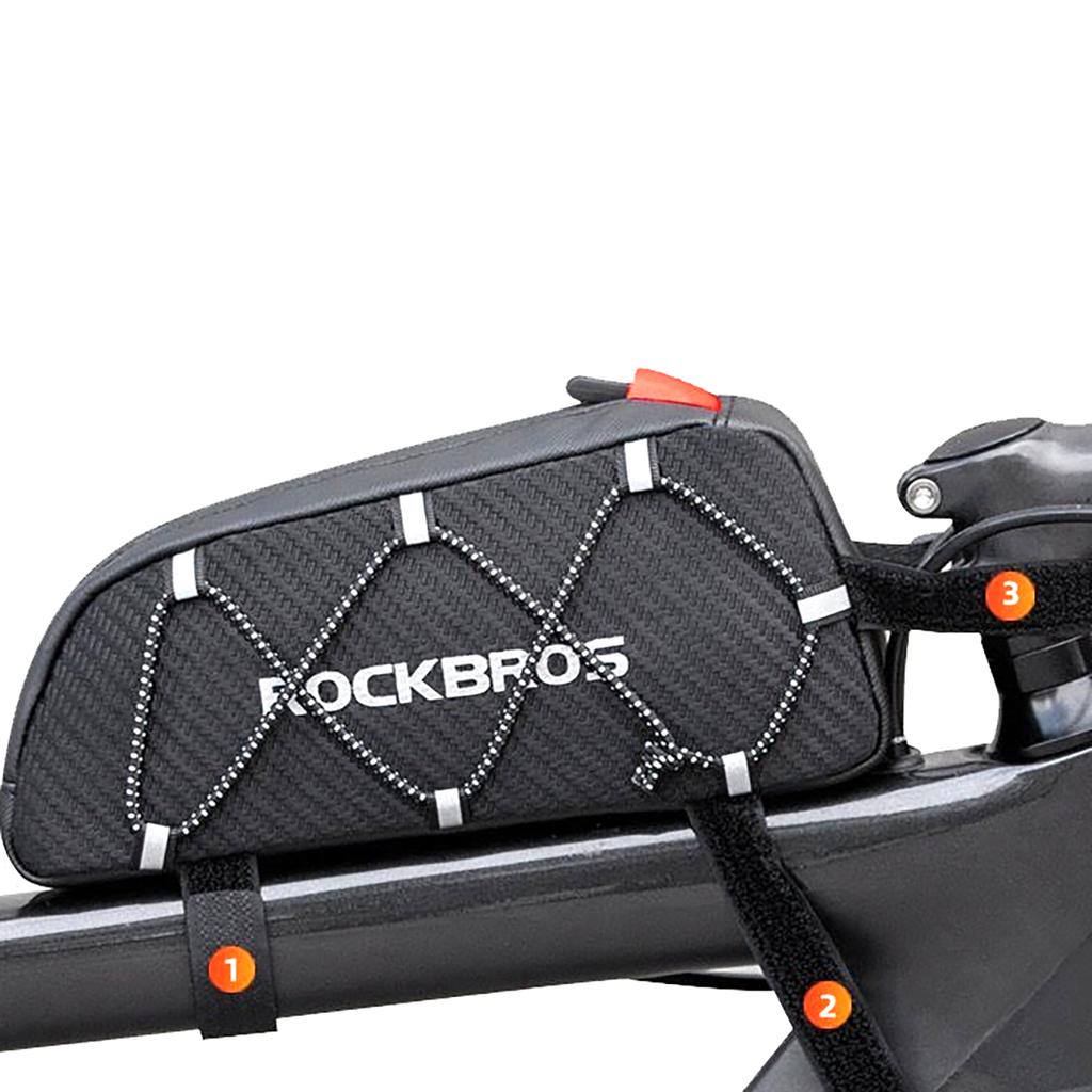 Waterproof frame-mounted bicycle bag with webbing, 1l - black