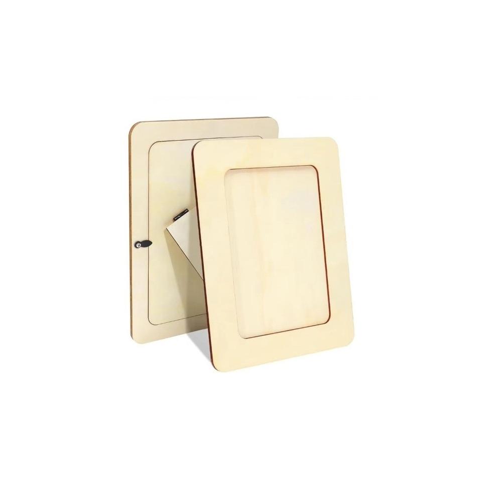 1/5Pcs Unfinished Blank Wooden Photo Frame Desktop Display Stand  Office Display Rectangle-1PC